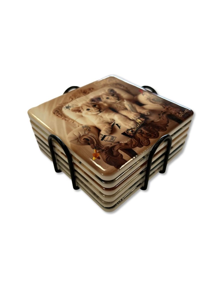 Lot de 6 sous-verres - Sylvain Binet - collection Animaux