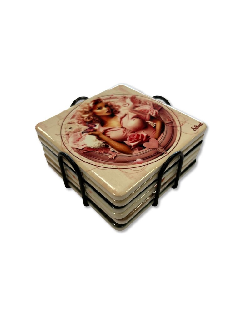 Lot de 6 sous-verres - Sylvain Binet - collection Pin-Up