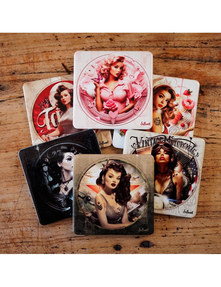 Lot de 6 sous-verres - Sylvain Binet - collection Pin-Up