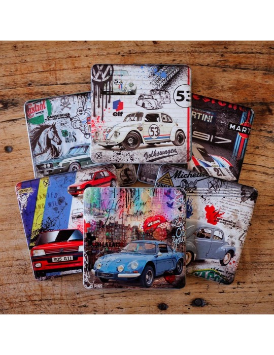 Lot de 6 sous-verres - Rubix - collection Véhicules Iconiques