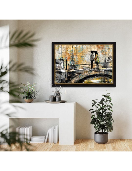 Les petits amoureux sur le pont à Paris - Romaric