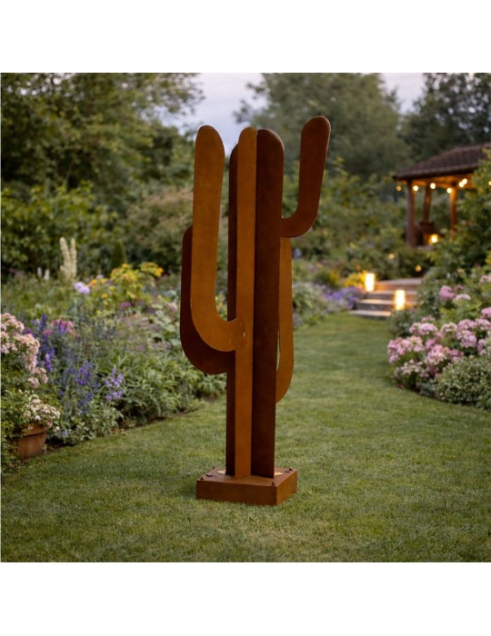 Sculpture métal avec LED - Cactus