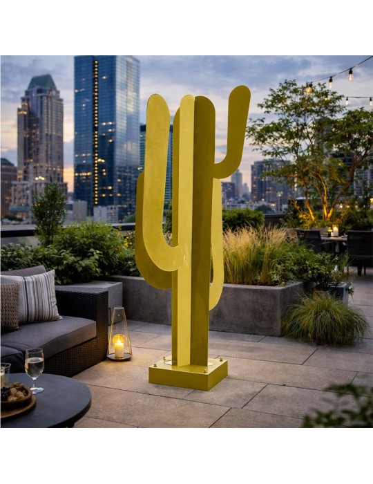 Sculpture métal avec LED - Cactus