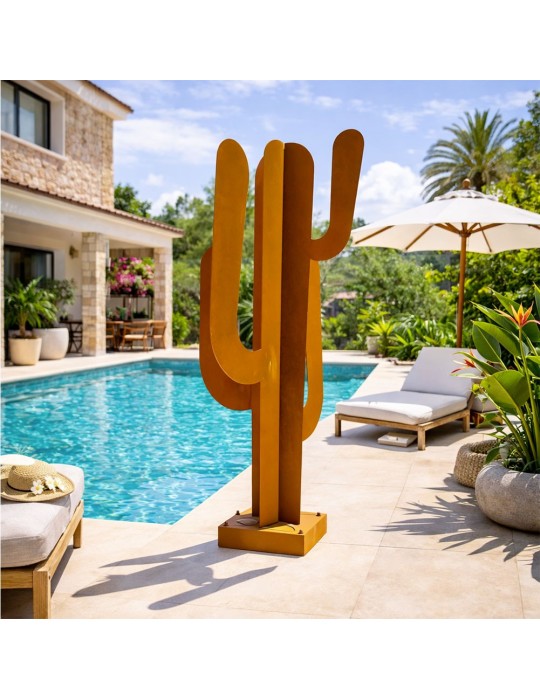 Sculpture métal avec LED - Cactus