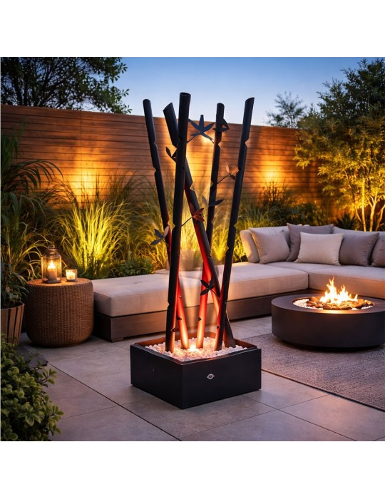 Sculpture métal avec LED - Bambou