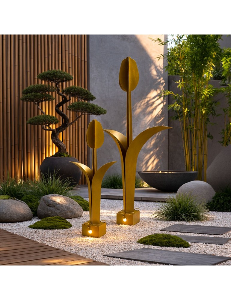 Sculpture métal avec LED - Tulipe