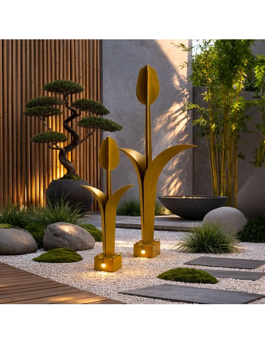 Sculpture métal avec LED - Tulipe