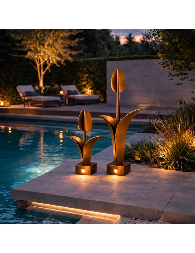 Sculpture métal avec LED - Tulipe