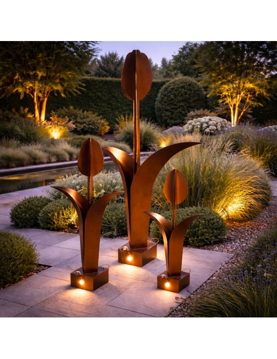Sculpture métal avec LED - Tulipe
