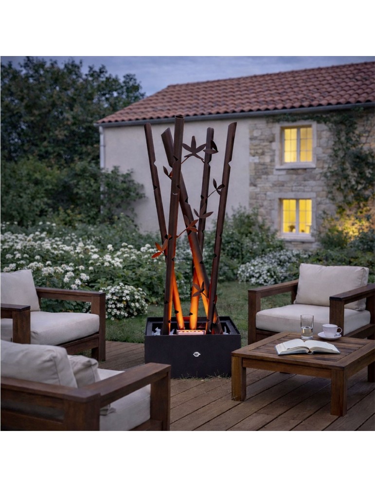 Sculpture métal avec LED - Bambou