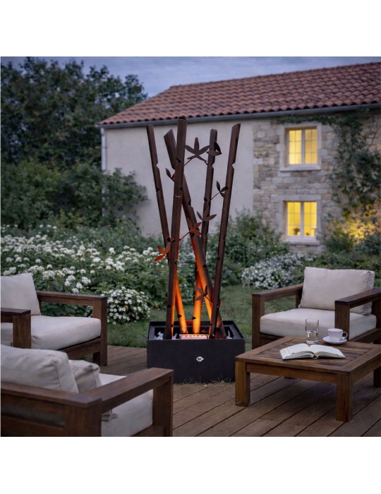 Sculpture métal avec LED - Bambou