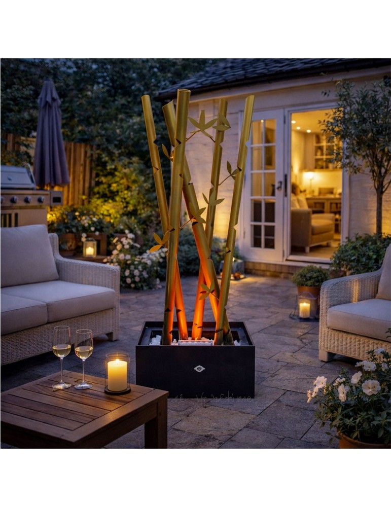 Sculpture métal avec LED - Bambou