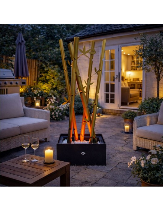 Sculpture métal avec LED - Bambou