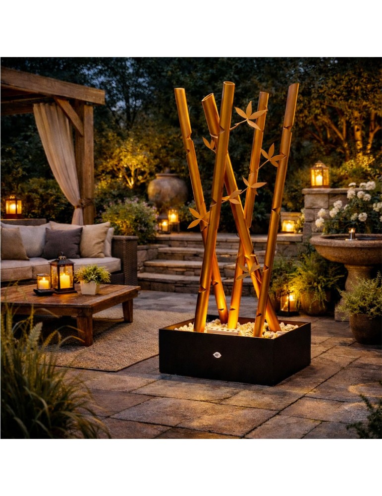 Sculpture métal avec LED - Bambou