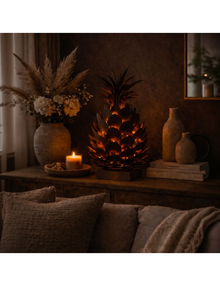 Sculpture métal avec LED - Ananas