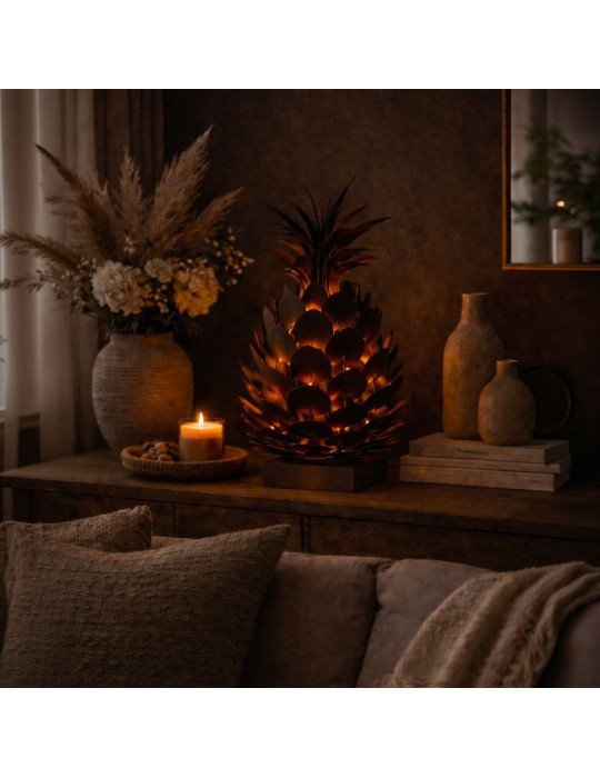 Sculpture métal avec LED - Ananas