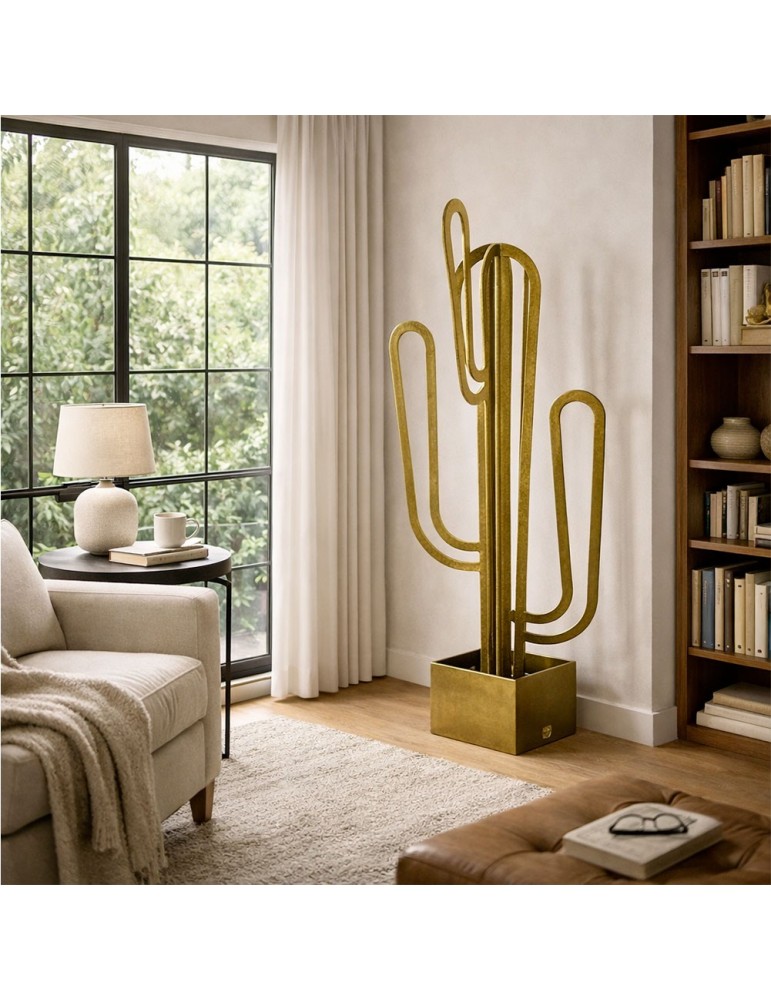 Sculpture métal avec LED - Cactus ouvert