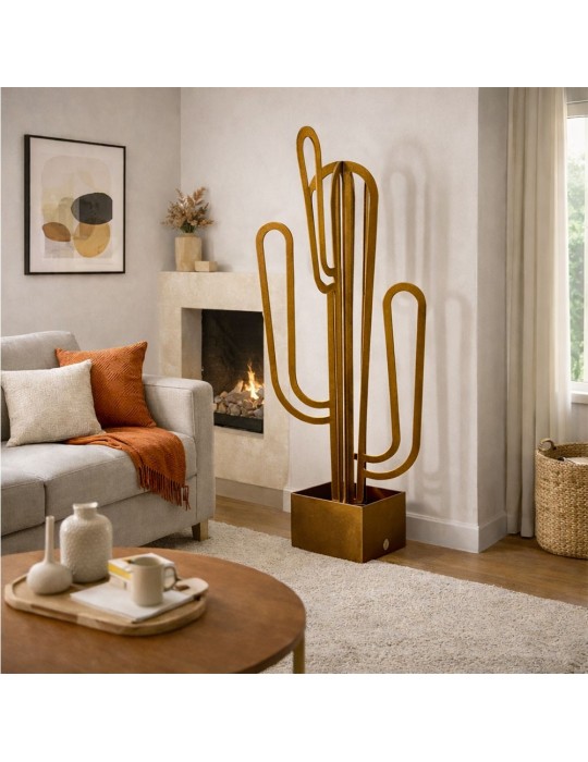 Sculpture métal avec LED - Cactus ouvert