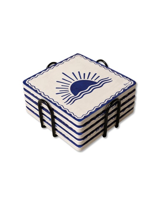 Lot de 6 sous-verres - Orya - collection Bleu d'été