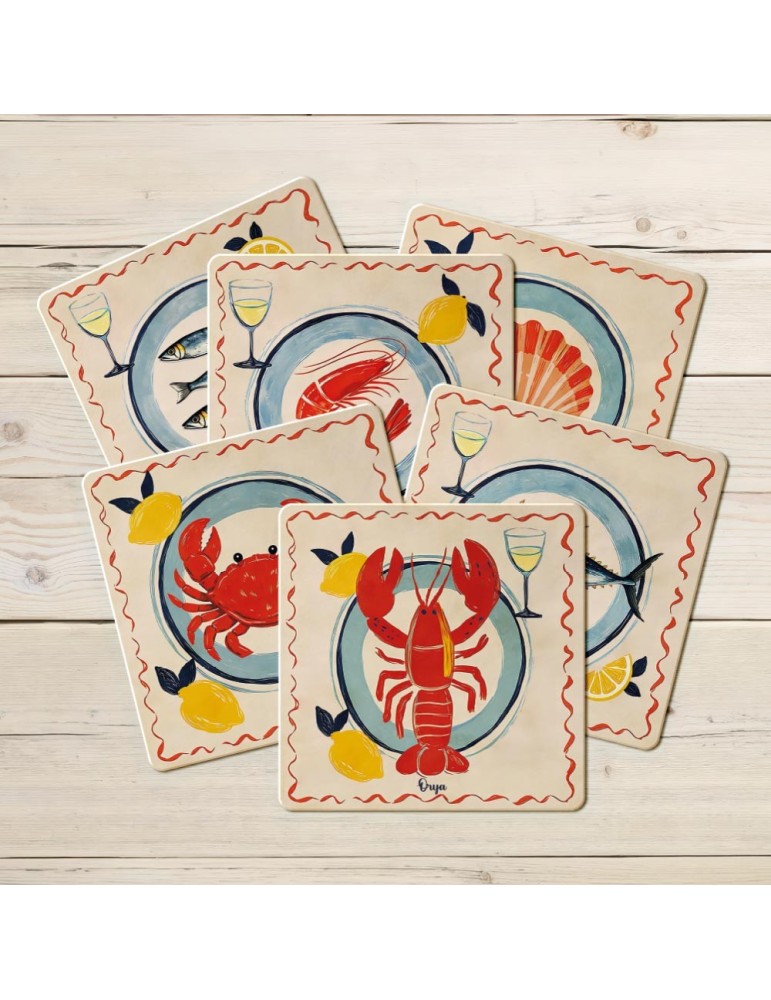 Lot de 6 sous-verres - Orya - collection Saveurs du large