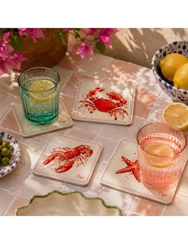 Lot de 6 sous-verres - Orya - collection Rouge Atlantique 2