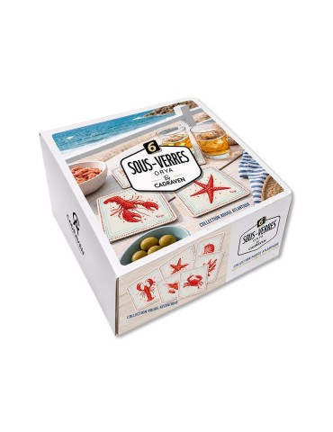 Lot de 6 sous-verres - Orya - collection Rouge Atlantique
