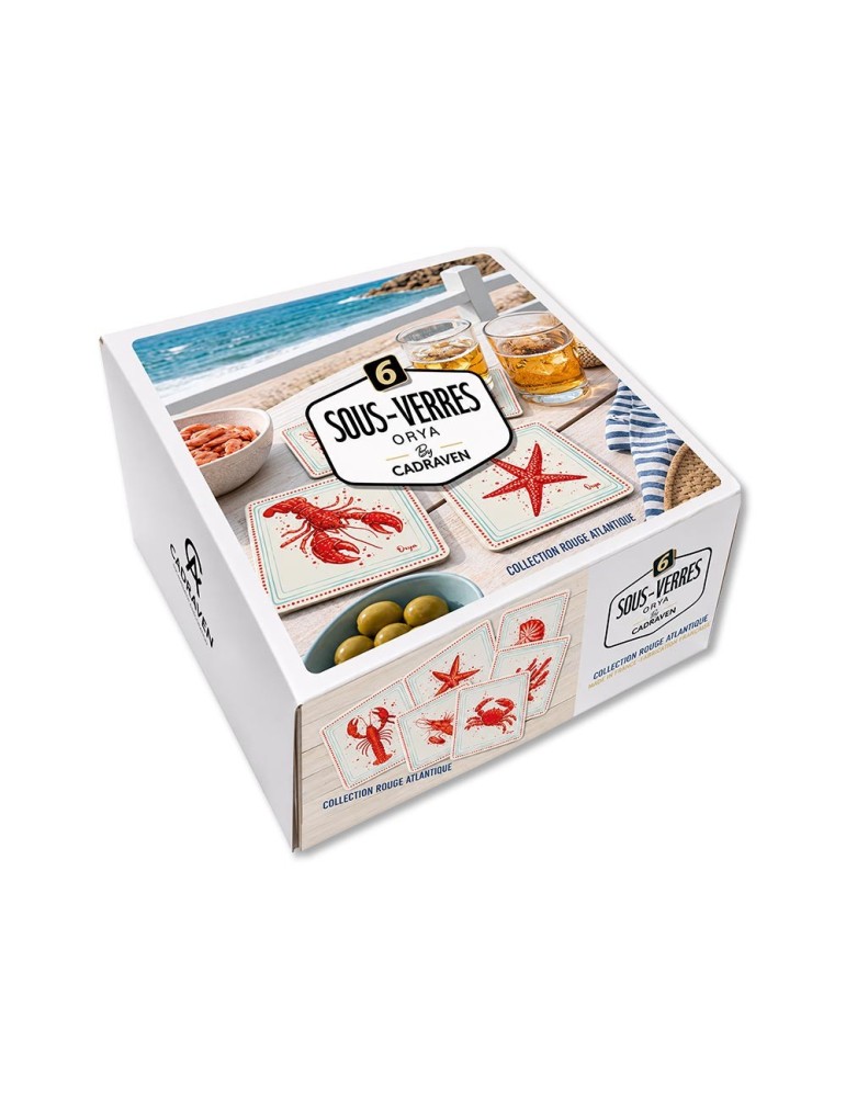 Lot de 6 sous-verres - Orya - collection Rouge Atlantique