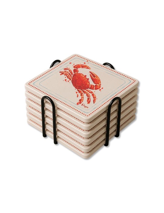 Lot de 6 sous-verres - Orya - collection Rouge Atlantique