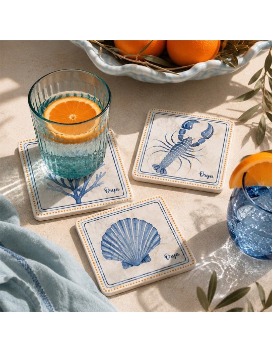 Lot de 6 sous-verres - Orya - collection Souffle marin