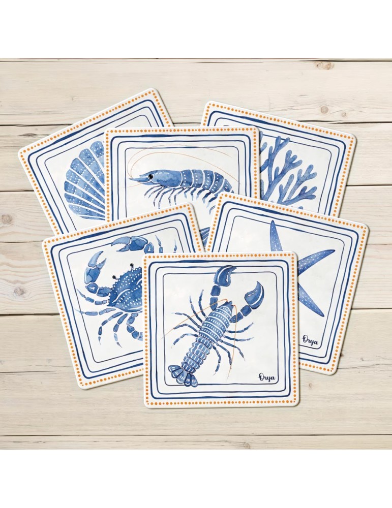 Lot de 6 sous-verres - Orya - collection Souffle marin