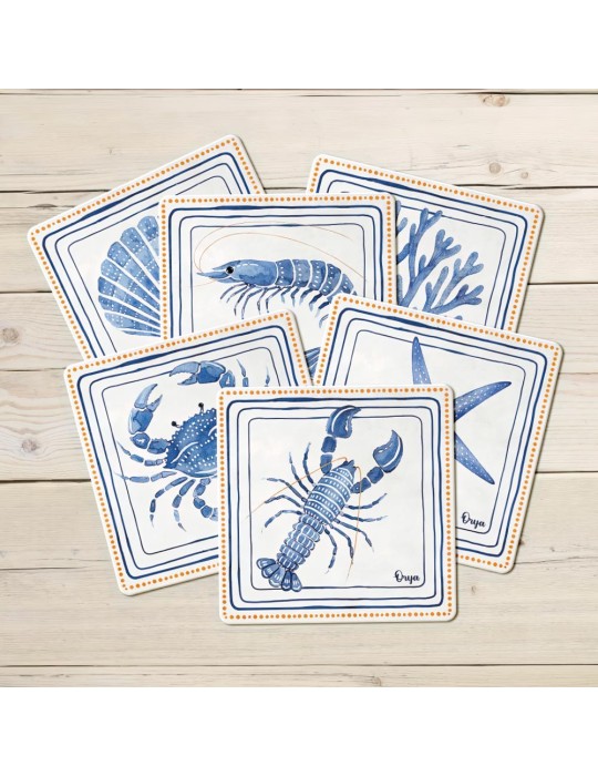 Lot de 6 sous-verres - Orya - collection Souffle marin