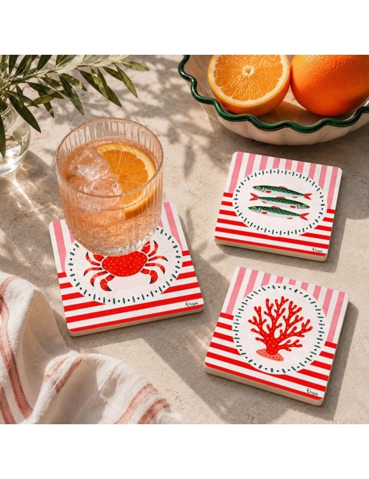 Lot de 6 sous-verres - Orya - collection Marée festive