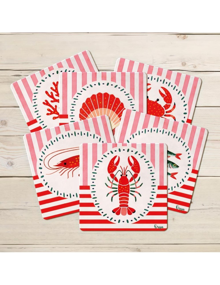 Lot de 6 sous-verres - Orya - collection Marée festive