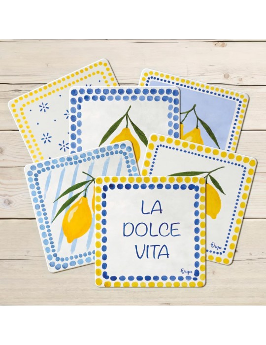Lot de 6 sous-verres - Orya - collection La Dolce Vita
