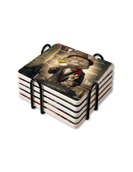 Lot de 6 sous-verres - Binet - collection Chats