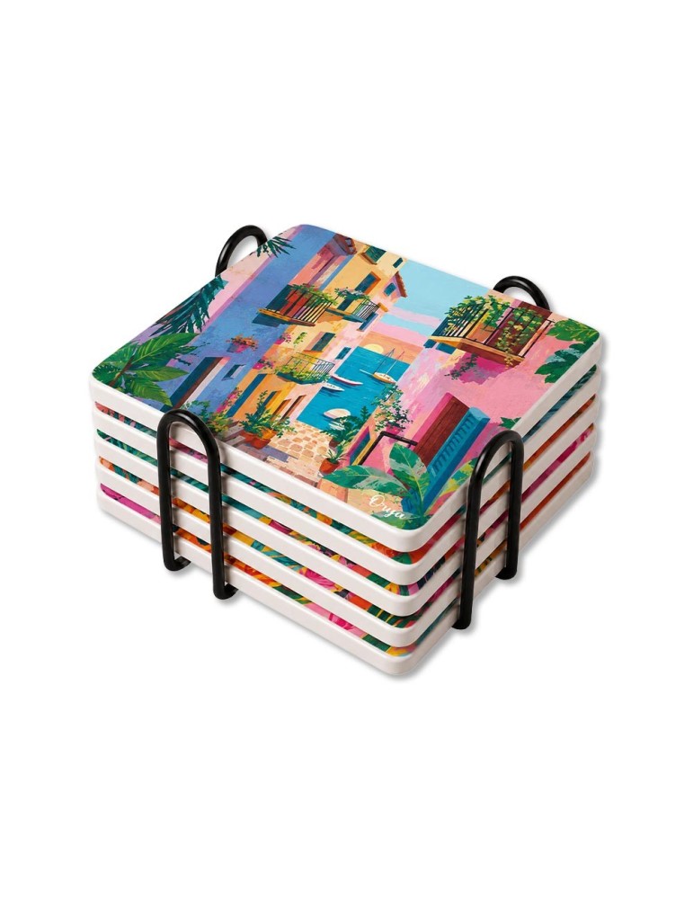 Lot de 6 sous-verres - Orya - collection Riviera Pop