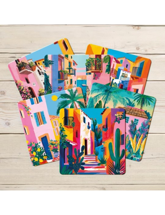 Lot de 6 sous-verres - Orya - collection Riviera Pop