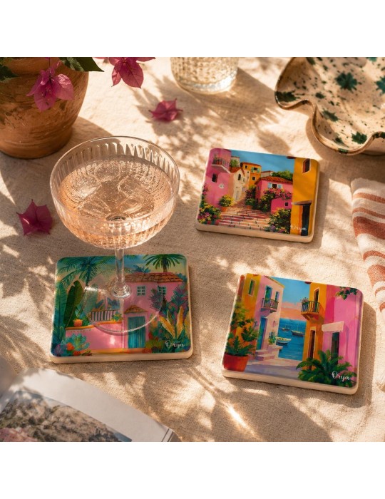 Lot de 6 sous-verres - Orya - collection Riviera Pop