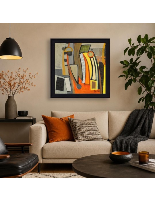 Abstrait orange et noir 1 – Martine Gonnin