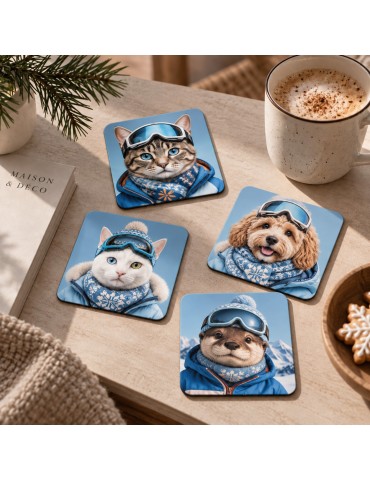 Lot de 6 sous-verres - Orya - collection Ski 2