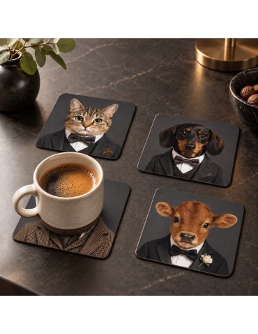 Lot de 6 sous-verres - Orya - collection Noeuds papillon / Gentleman 2