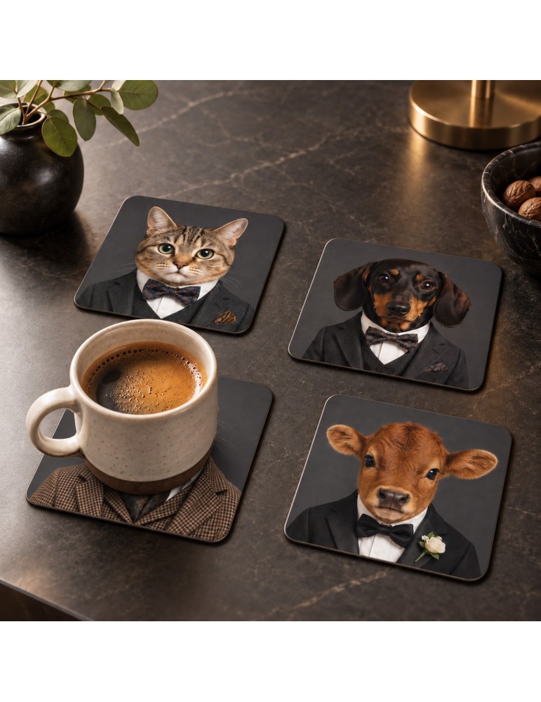 Lot de 6 sous-verres - Orya - collection Noeuds papillon / Gentleman