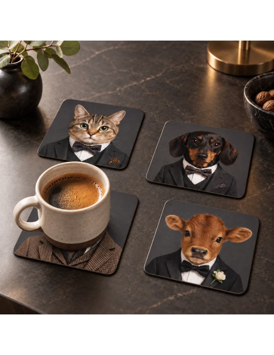 Lot de 6 sous-verres - Orya - collection Noeuds papillon / Gentleman