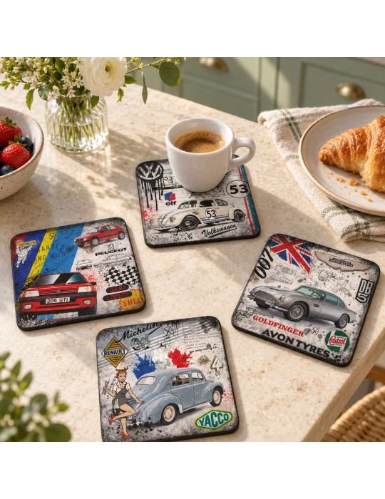 Lot de 6 sous-verres - Rubix - collection Retro Racing
